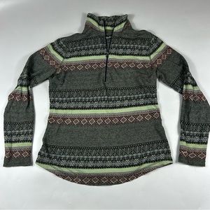 Woolrich Womens Sz Small Mile Run 1/4 Zip Long Sleeve Pullover Fair Isle